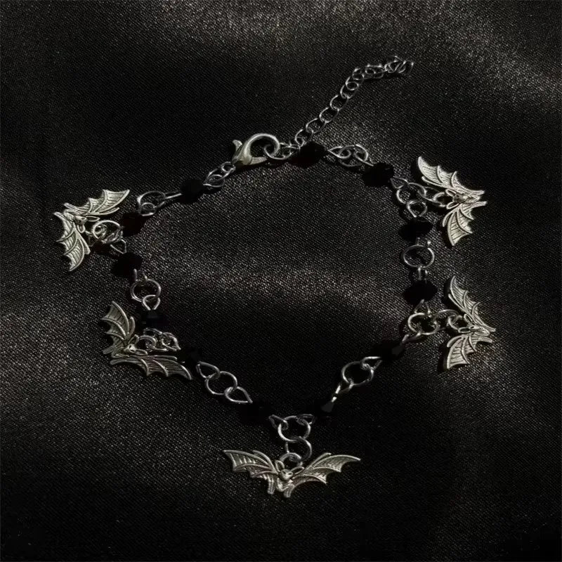 Gothic Bat Charm Bracelet