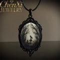 Wolf Howling Glass Pendant Necklace
