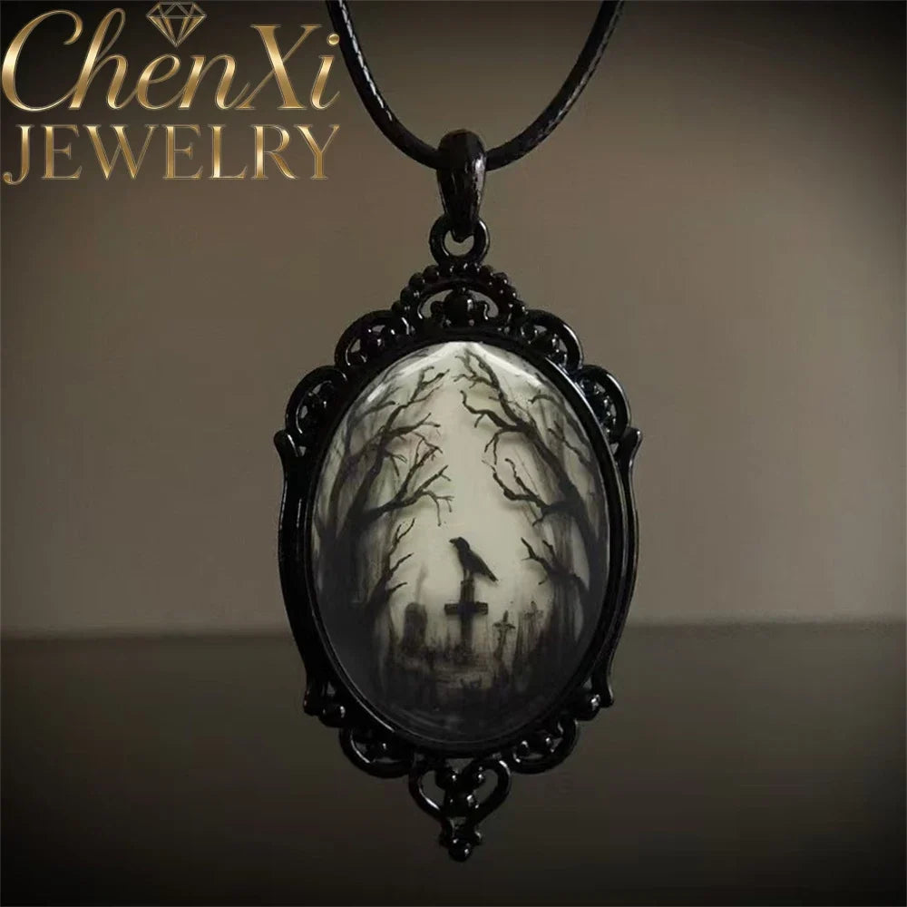 Wolf Howling Glass Pendant Necklace