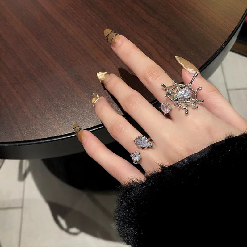 Crystal Ball Spider Ring