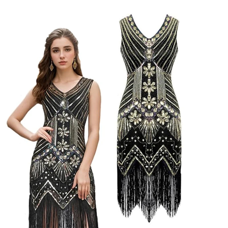 Fringed Sequin Flapper Dress