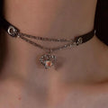 Y2K Leather Chain Choker