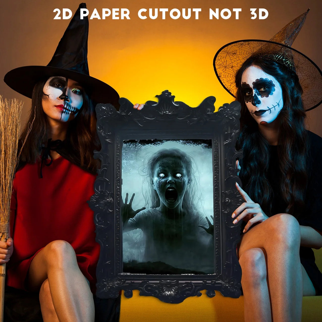 Scary Woman Photo Frame Wall Sticker