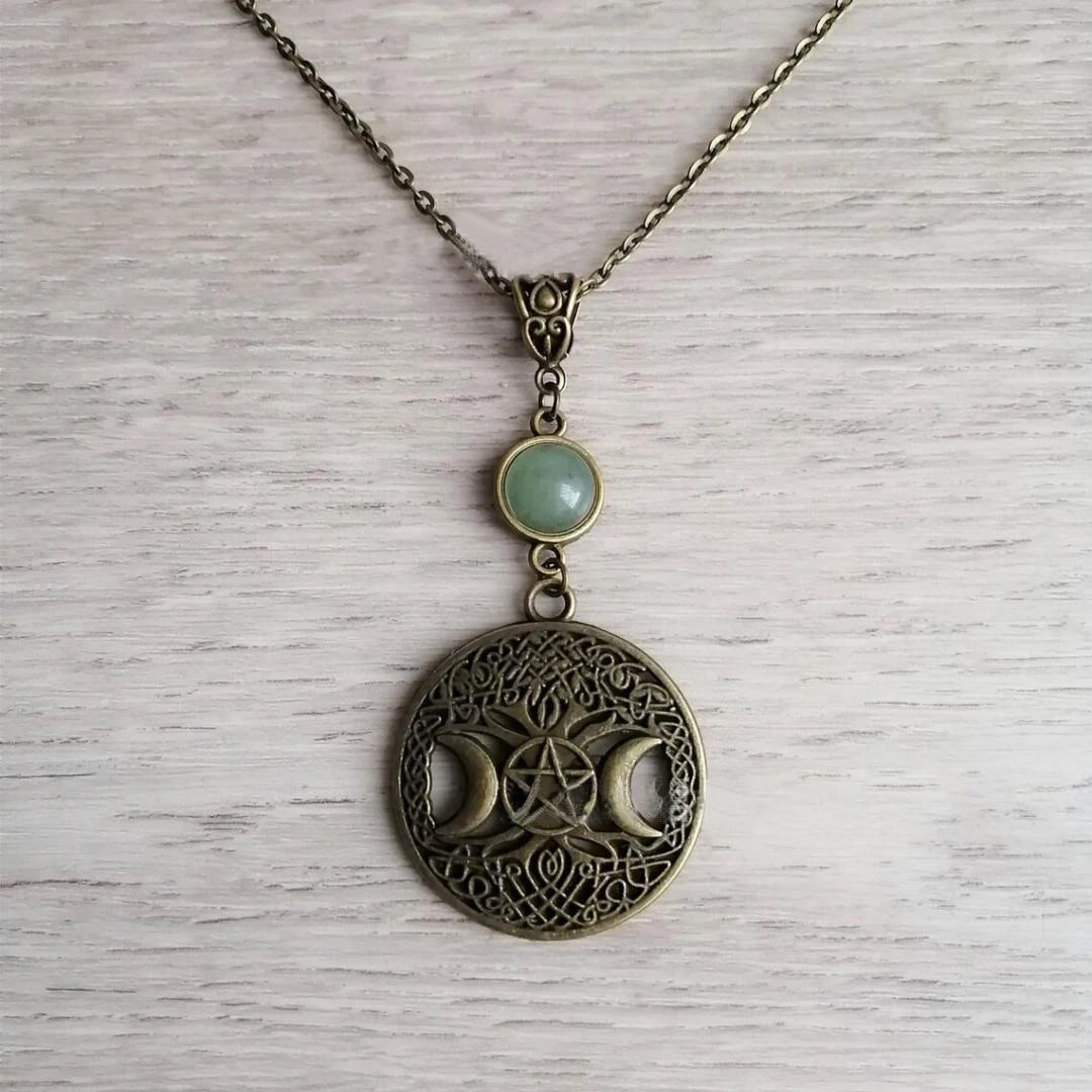 Bronze Moon Pentagram Necklace