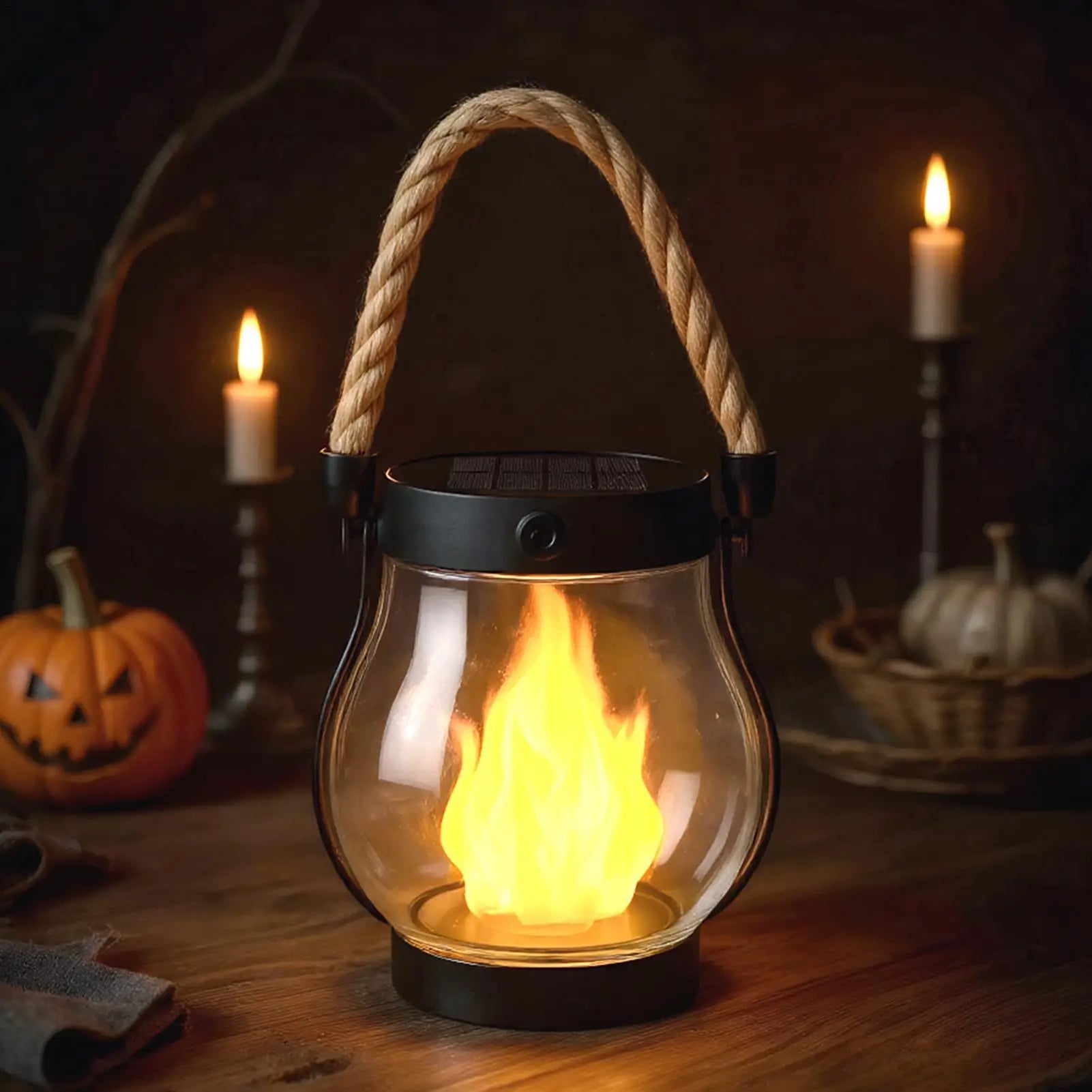 Solar Flame-Effect Hanging Lantern