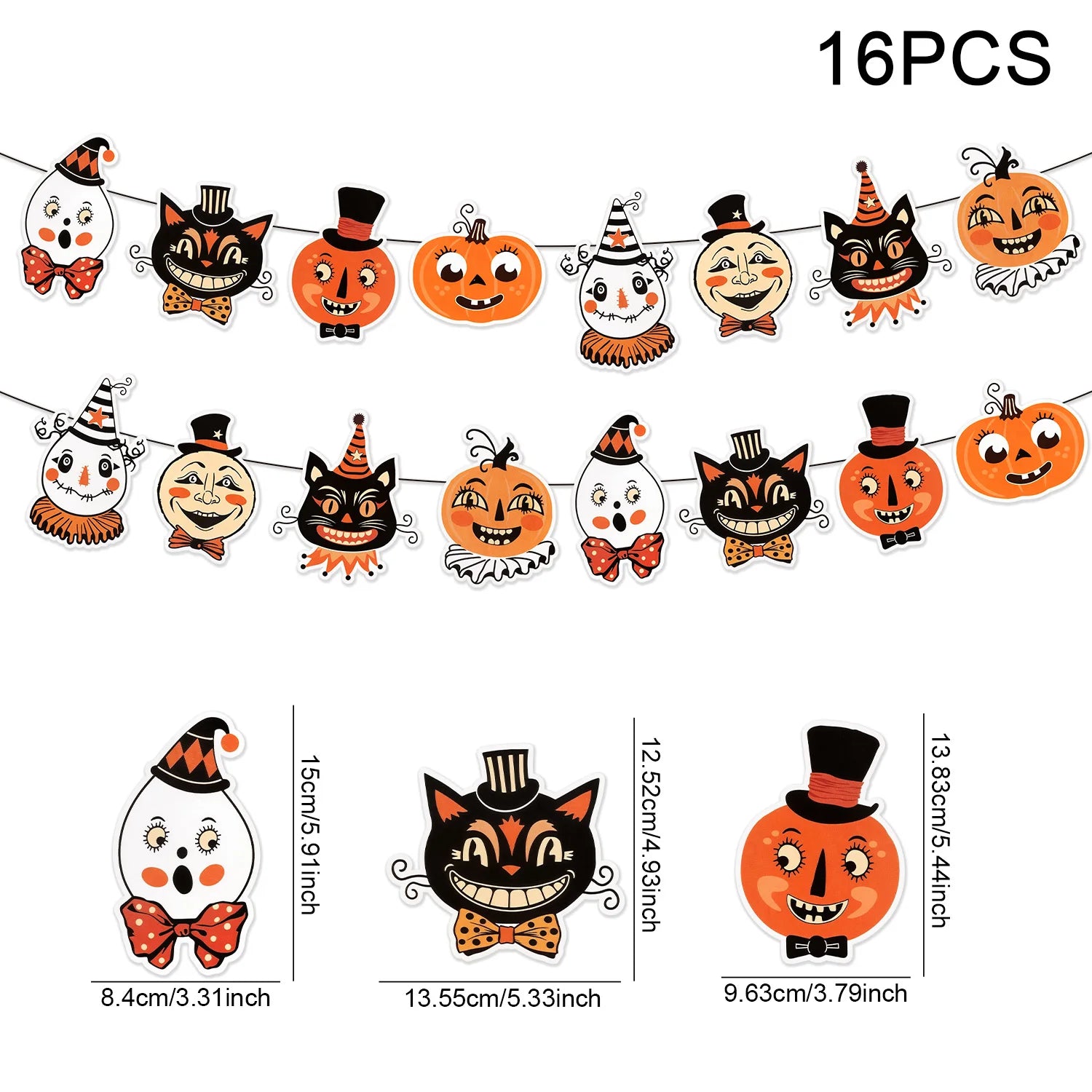 Vintage Pumpkin & Ghost Bunting Banner