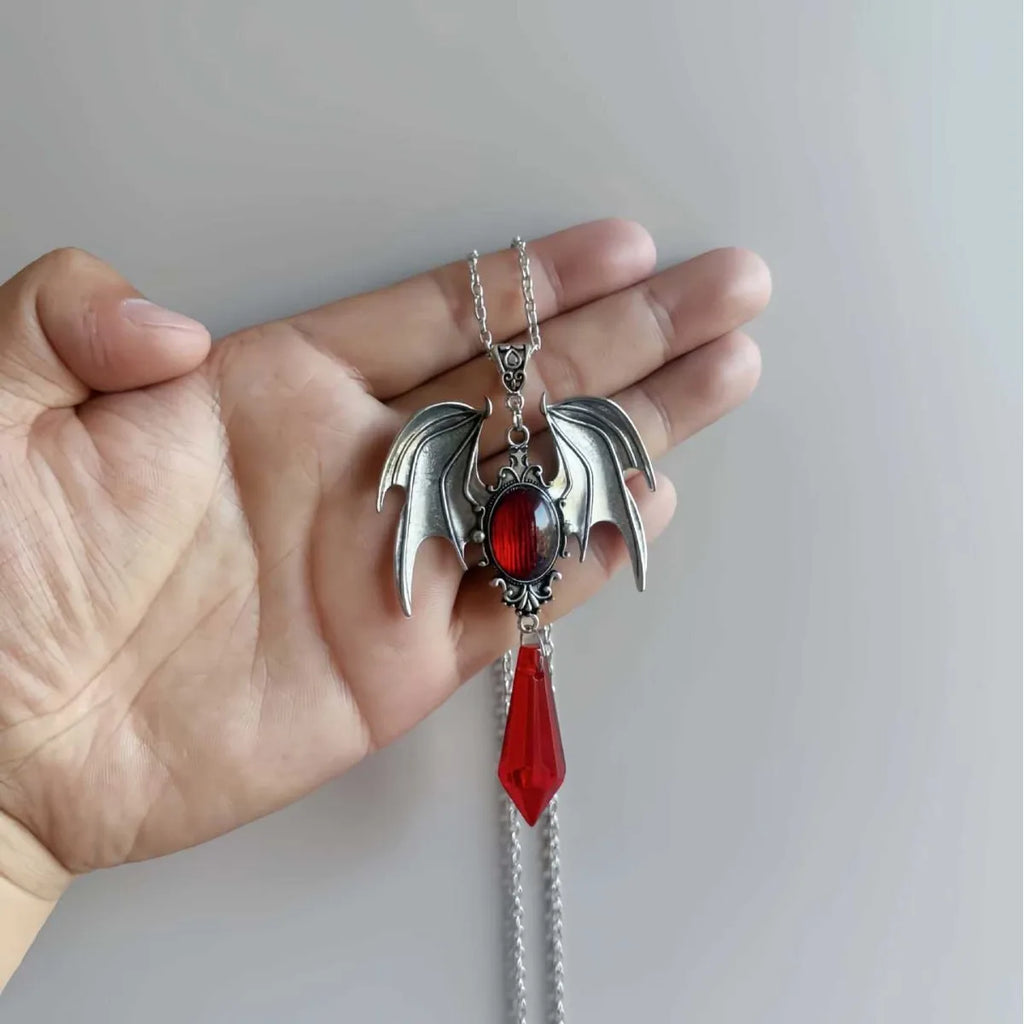 Vampire Bat Cameo Necklace