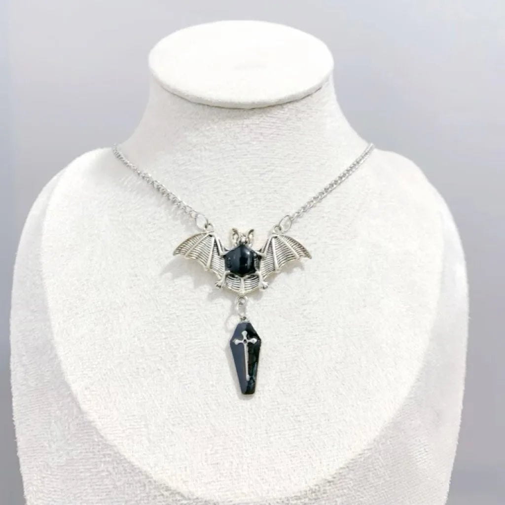 Red Vampire Bat Necklace
