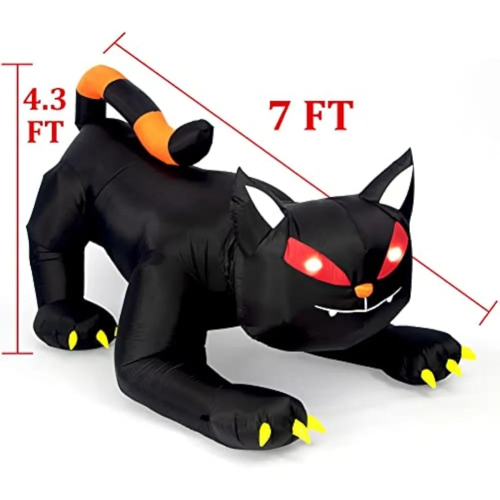 1.8m Inflatable Black Cat with LED Eyes