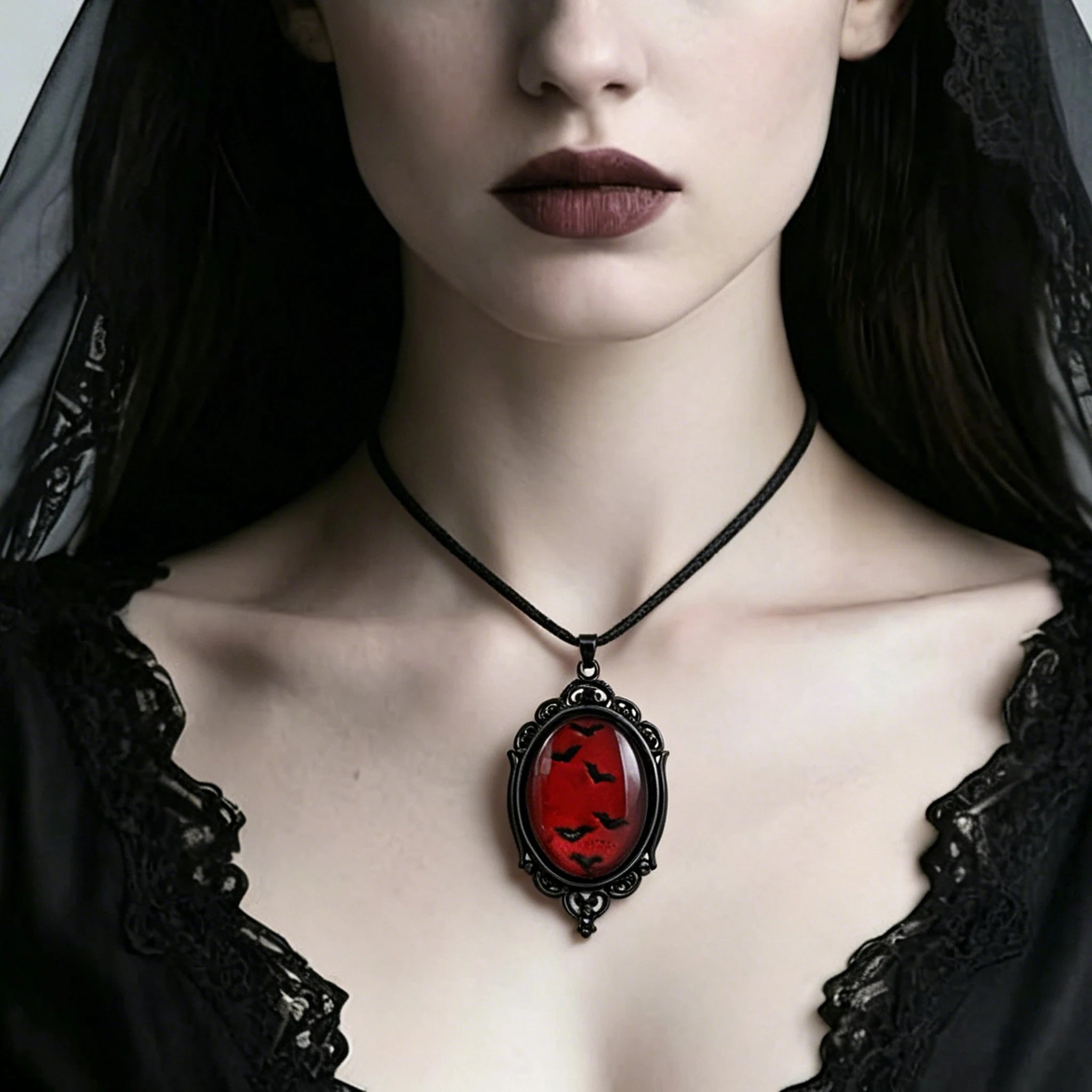 Raven Cross Glass Pendant