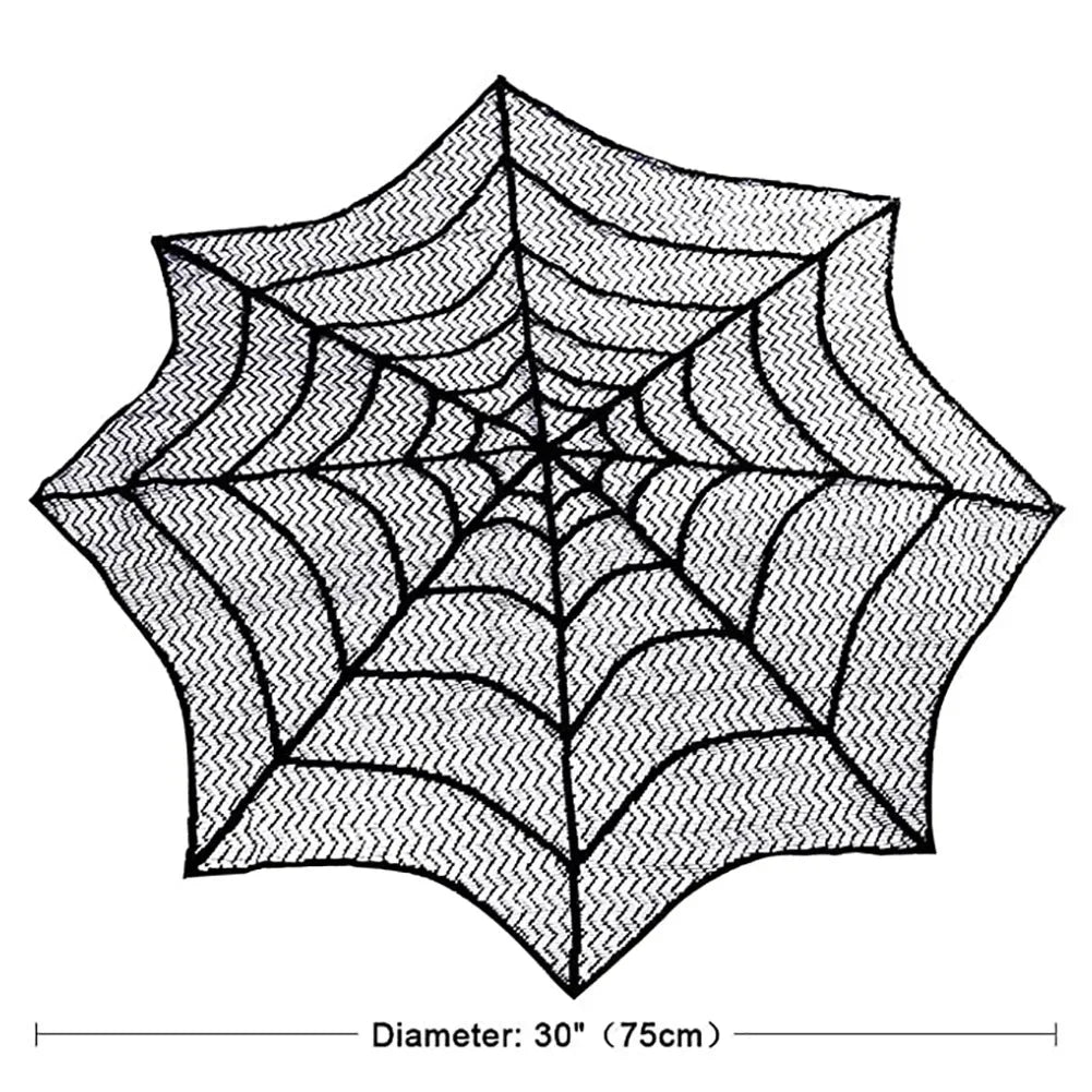 Bat & Spider Web Black Lace Tablecloth