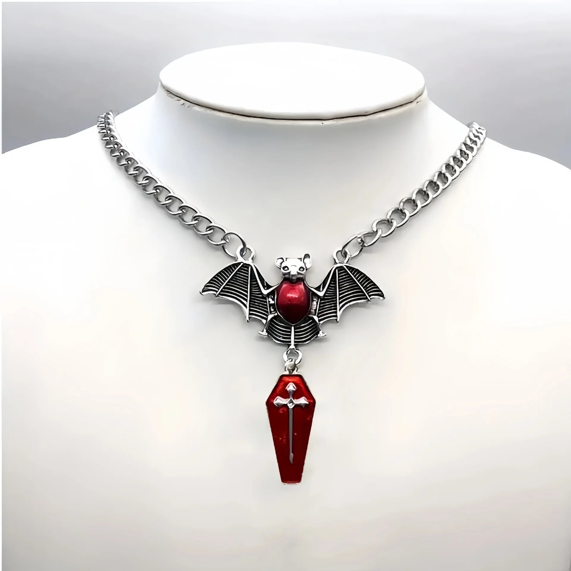 Red Vampire Bat Necklace
