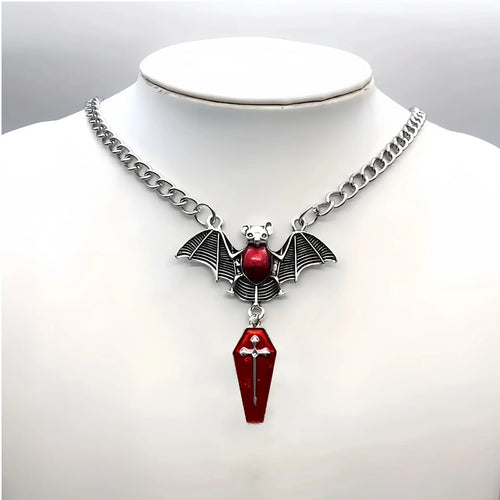 Bat & Heart Charm Necklace