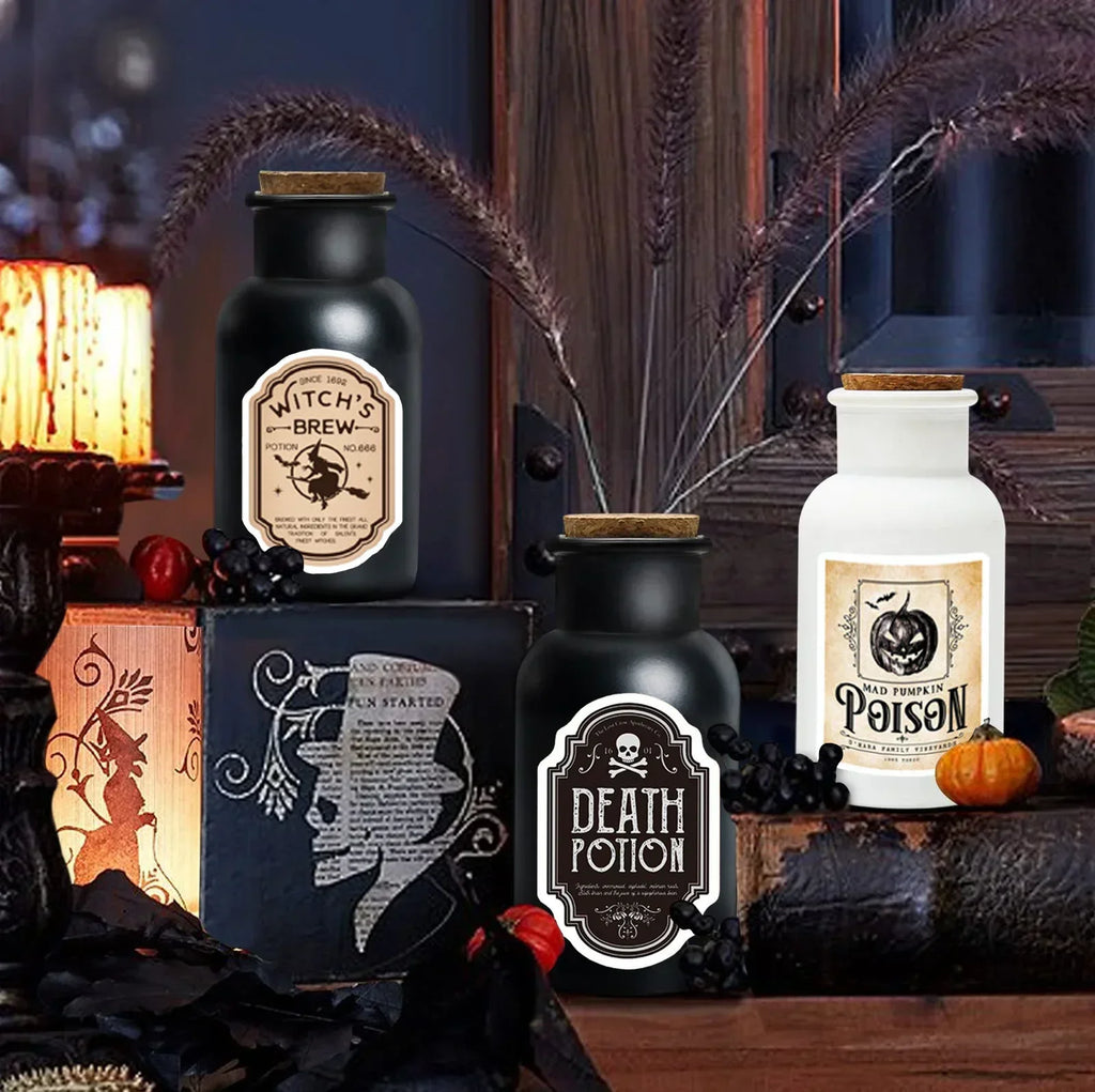 Apothecary Potion Bottles (Black & White Set)