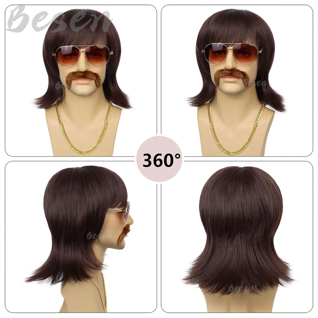 Brown 70s Disco Wig