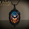 Bat Stained Glass Pendant Necklace