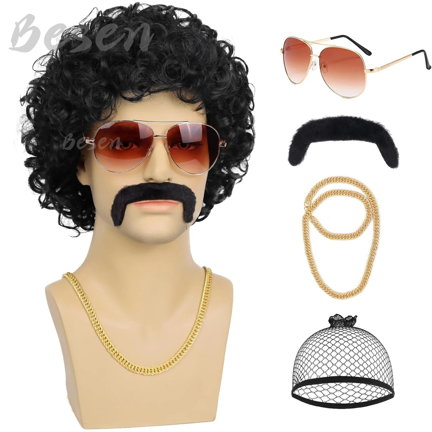 Brown 70s Disco Wig