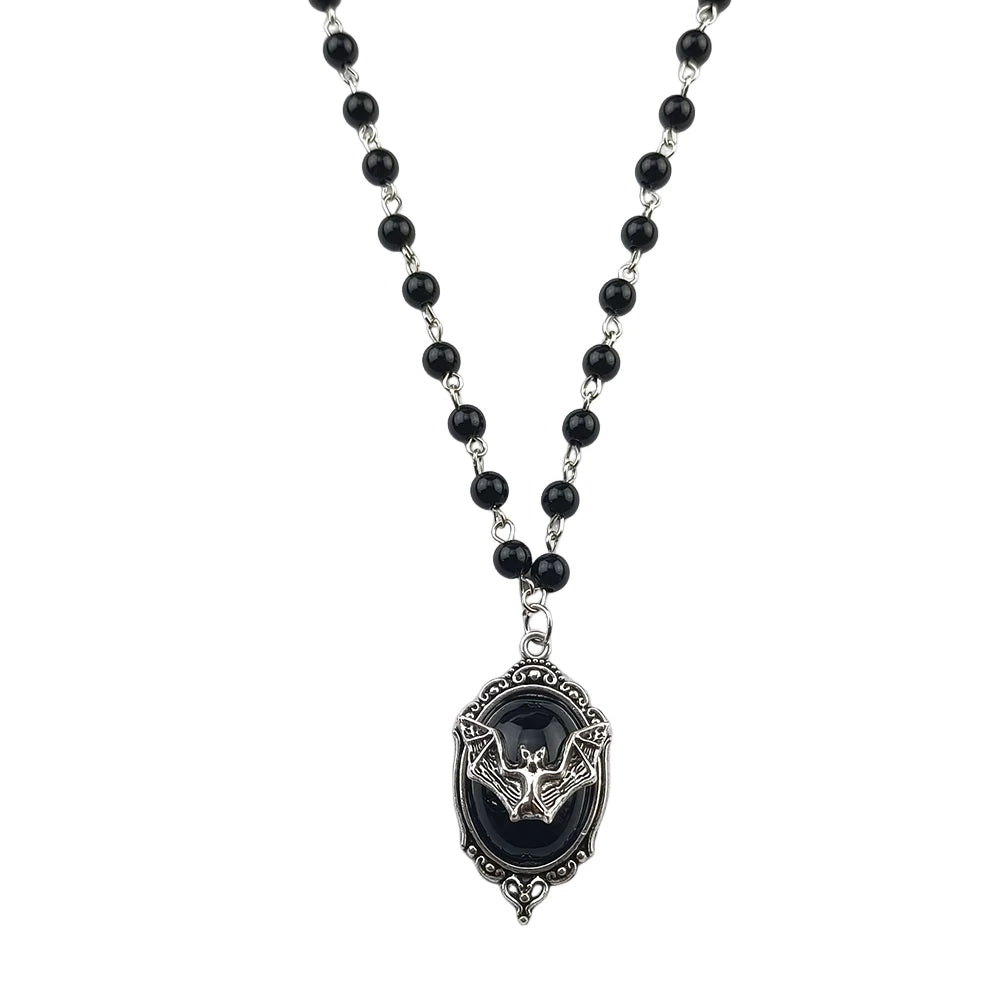 Gothic Bat Rosary Necklace