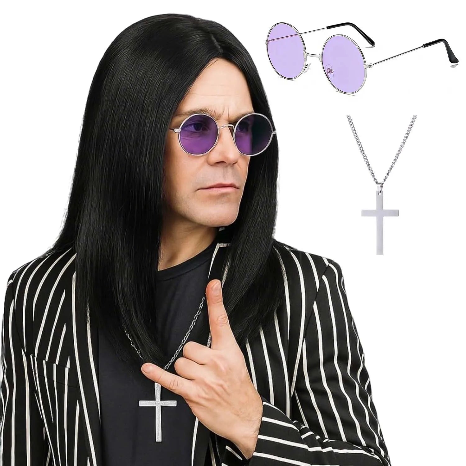 80s Heavy Metal Black Wig