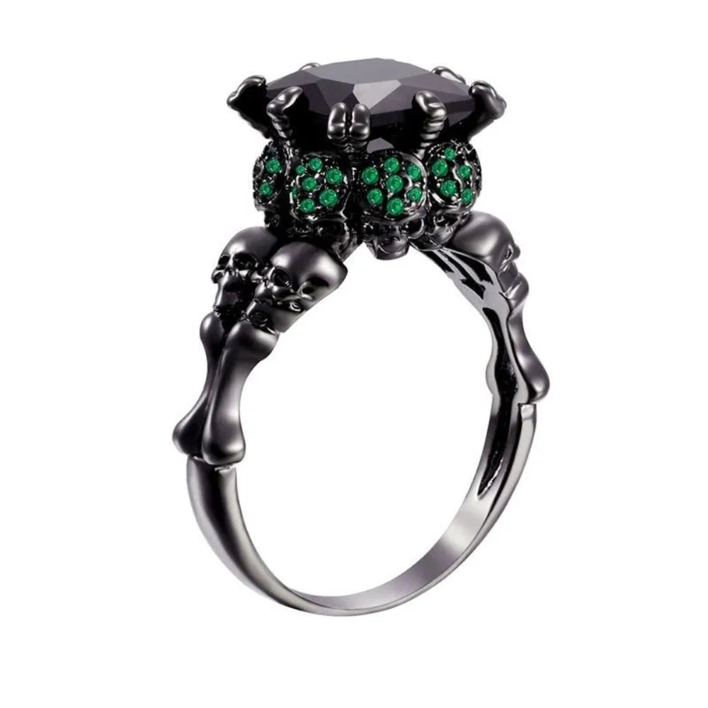 Red Crystal Skull Ring