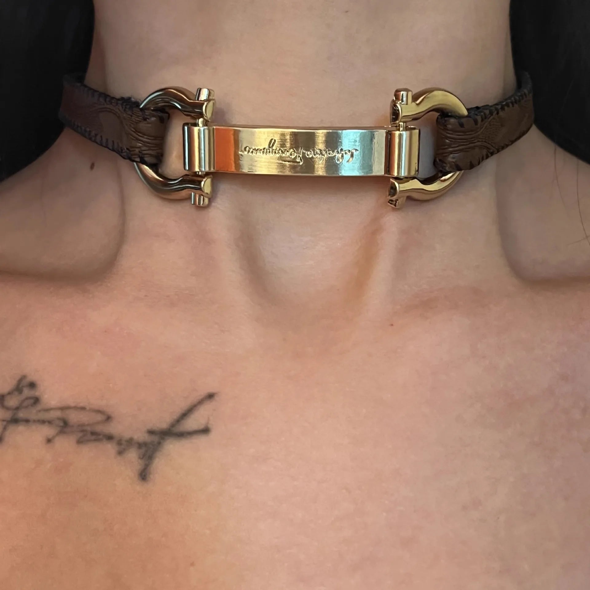 Y2K Leather Chain Choker