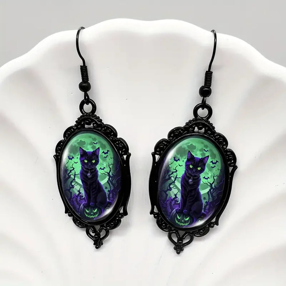 Black Cat Gothic Earrings