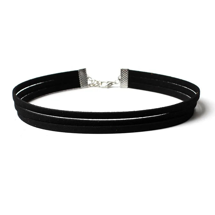 Black Double-Strap Velvet Choker