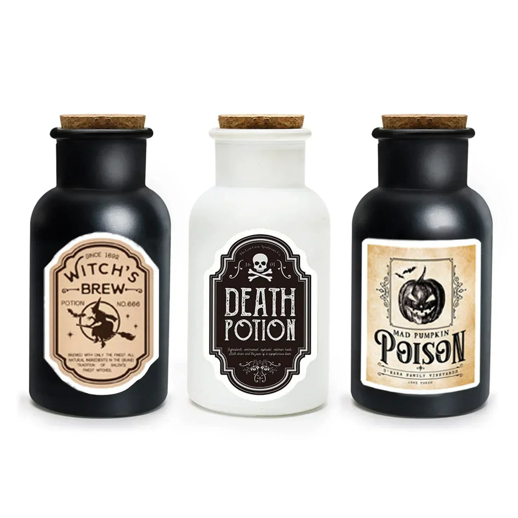 Apothecary Potion Bottles (Black & White Set)