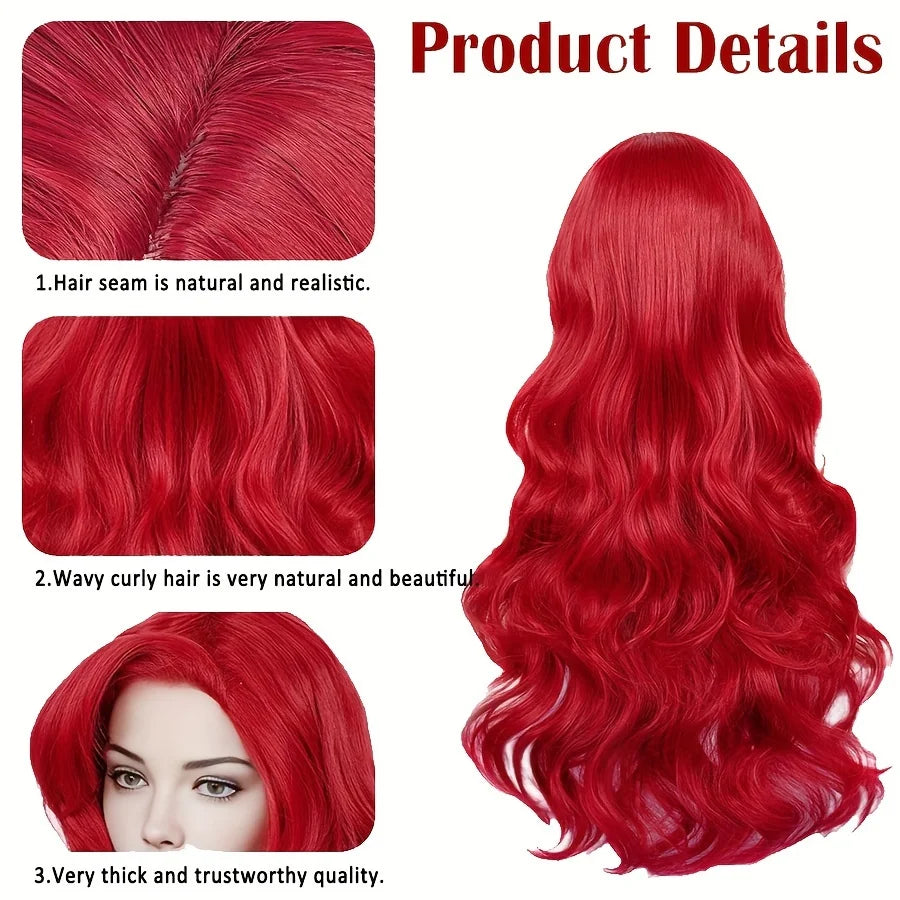 Long Curly Red Mermaid Wig