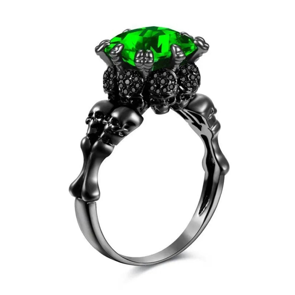 Red Crystal Skull Ring