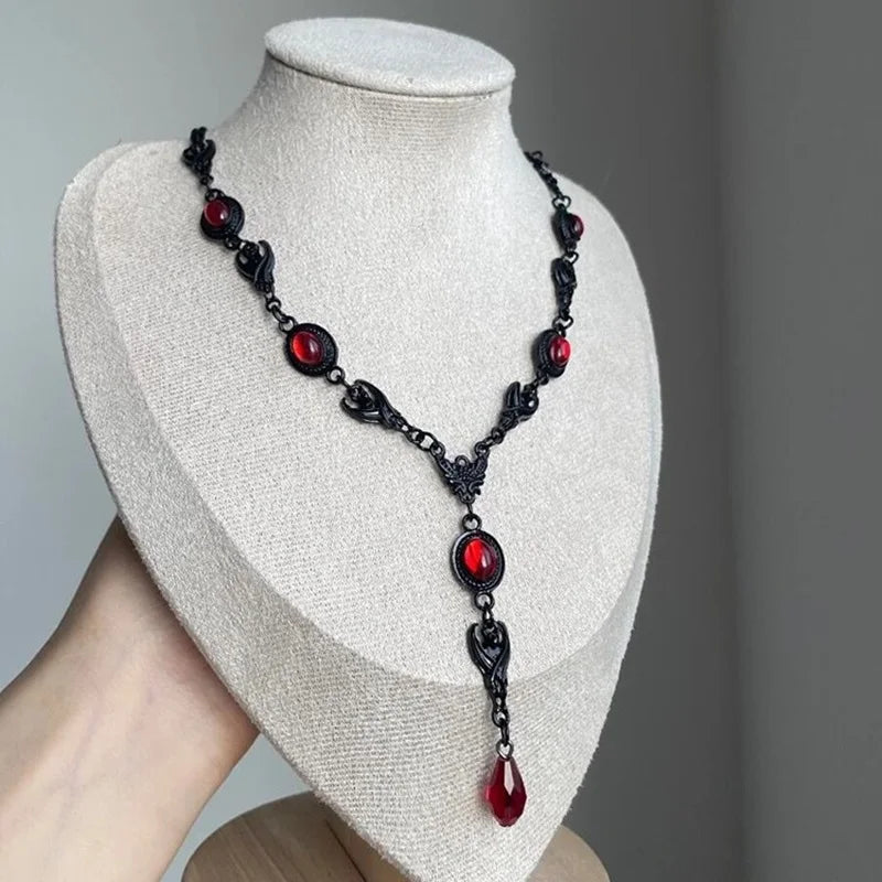 Blood Drop Bat Necklace