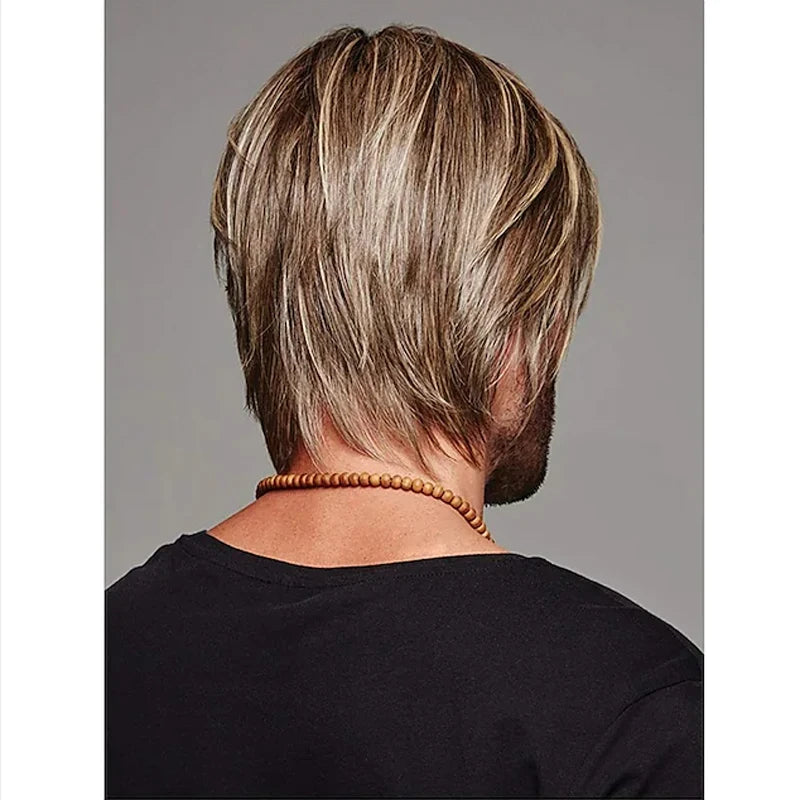Brown Layered Men's Wig