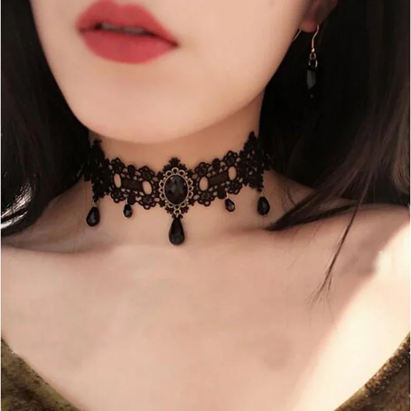 Black Lace Fringe Choker