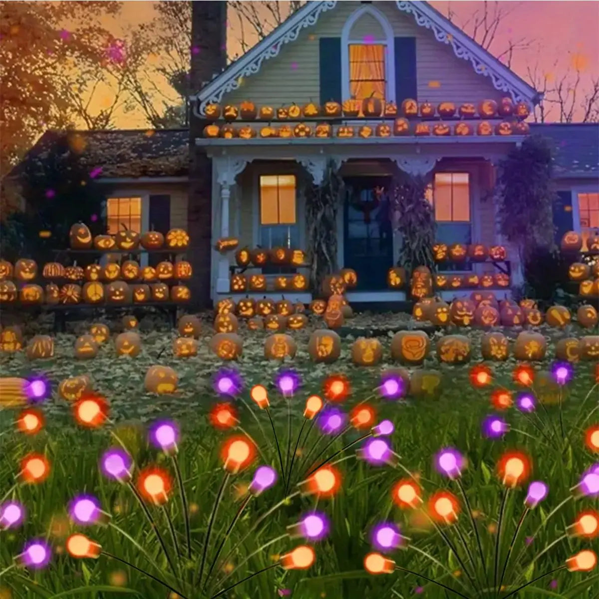 Solar Purple & Orange Firefly Lights