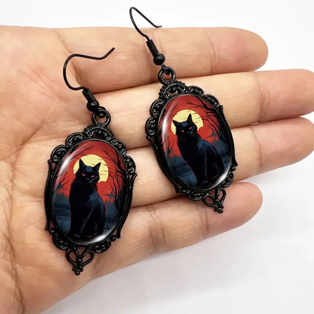 Black Cat Gothic Earrings