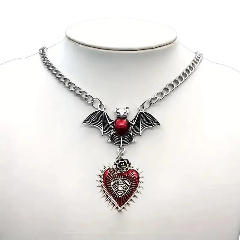 Red Vampire Bat Necklace