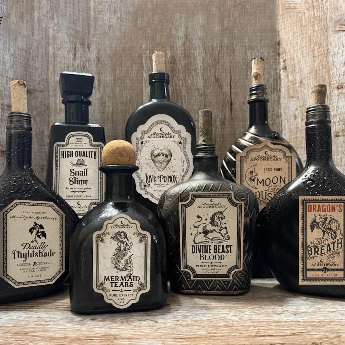 Retro Fantasy Potion Bottle Labels (12pc)