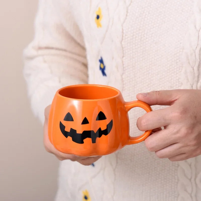 Pumpkin-Shaped Ceramic Mug