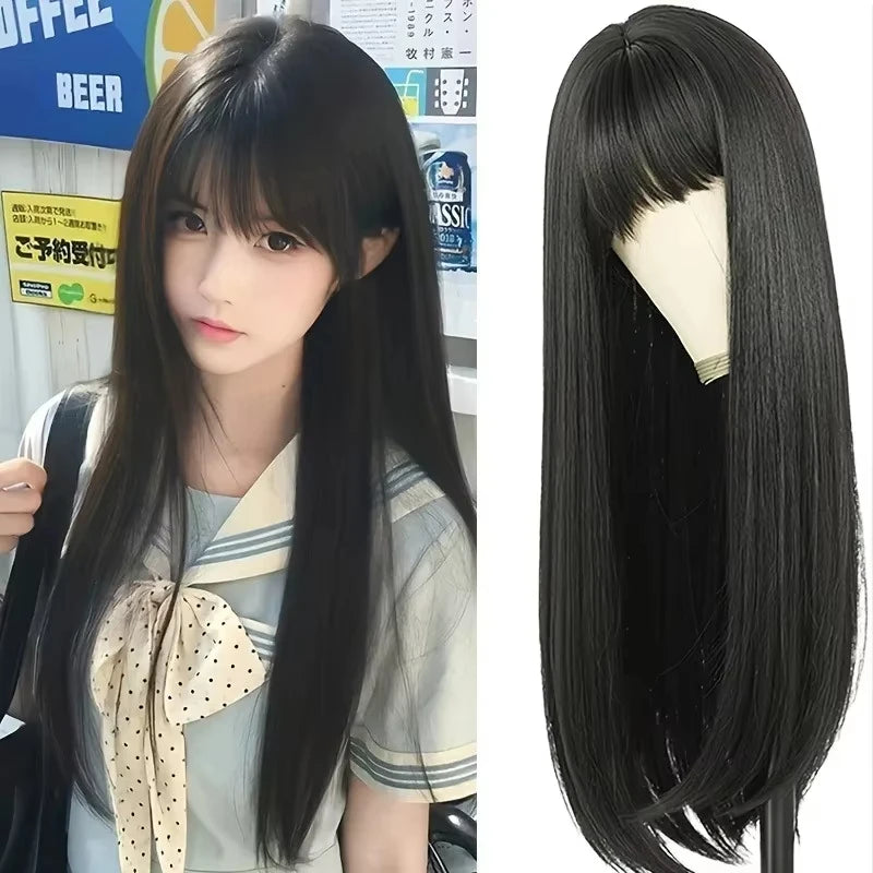 Sleek Black Straight Wig