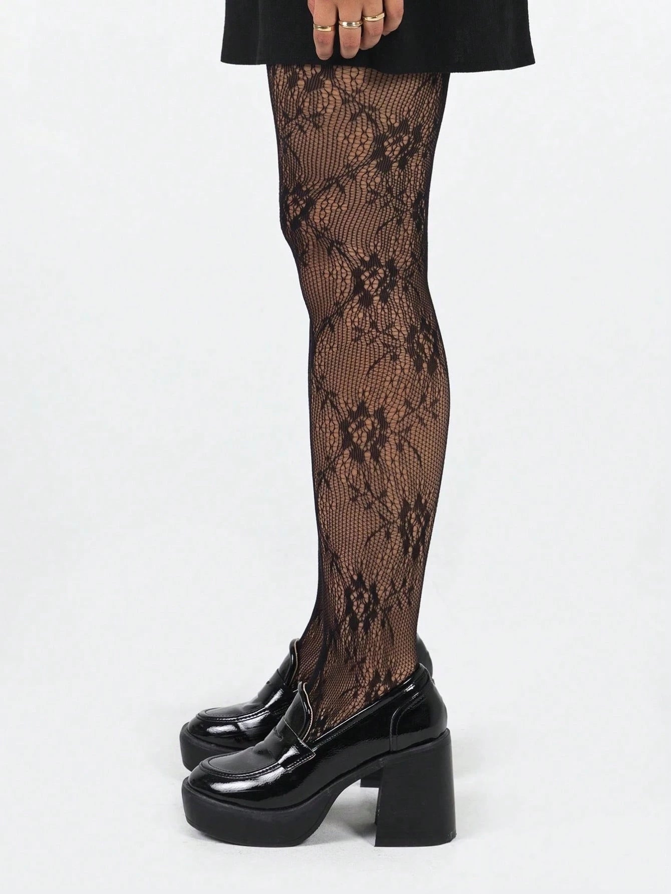 Floral Lace Fishnet Tights