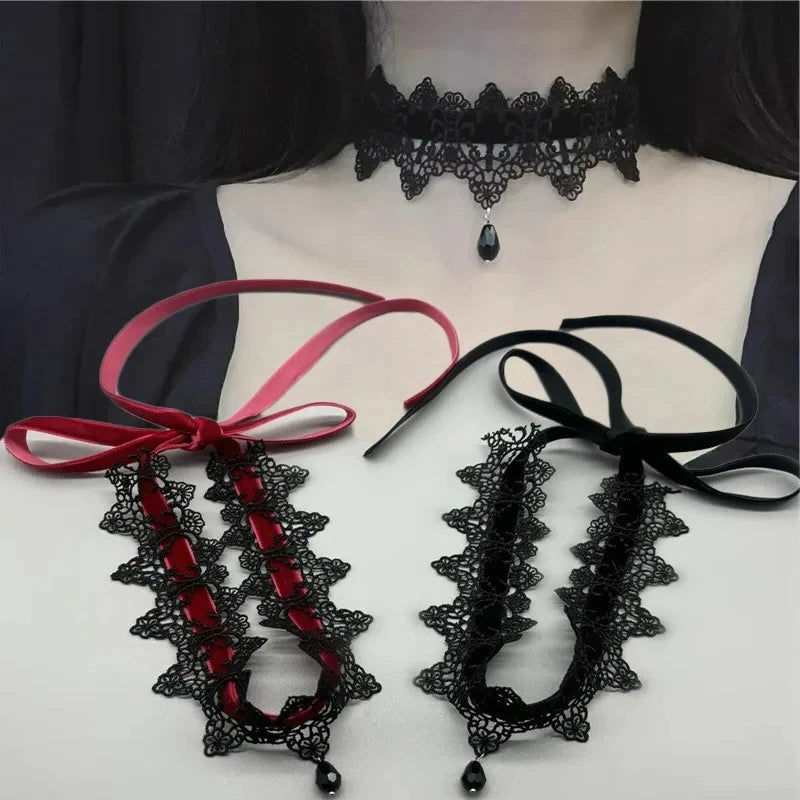 Red & Black Bow Choker