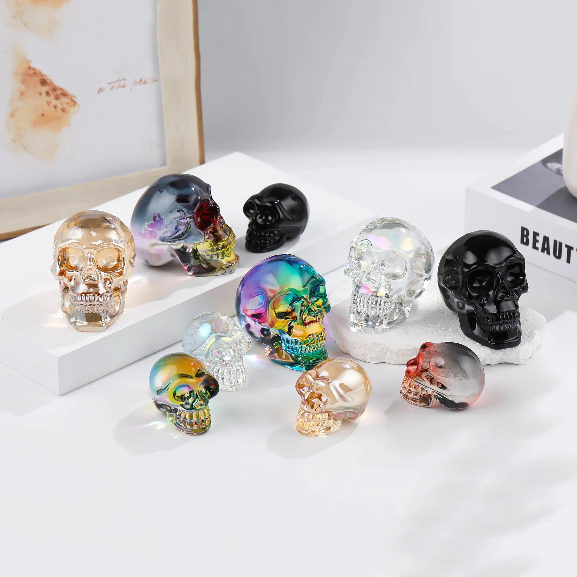Colorful Crystal Skull Decor