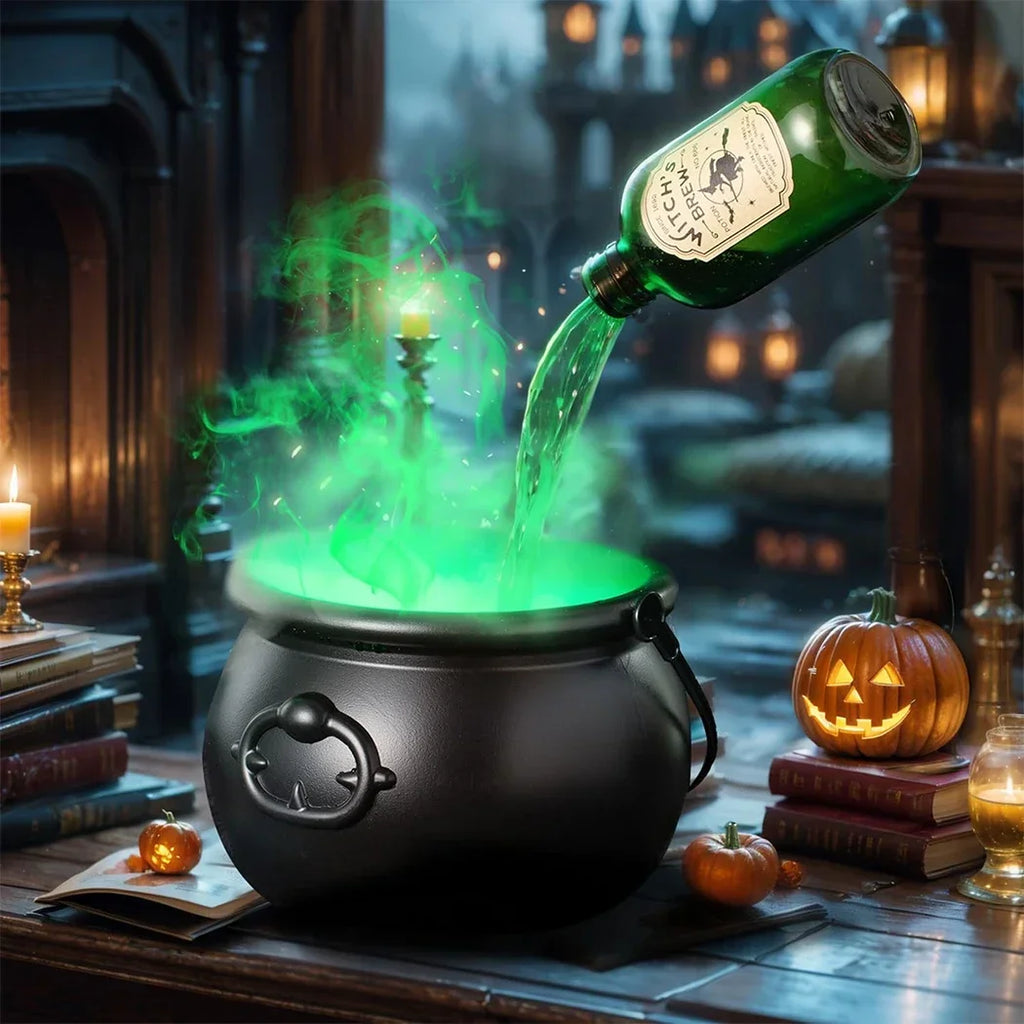 Witch's Cauldron with LED Light & Fog