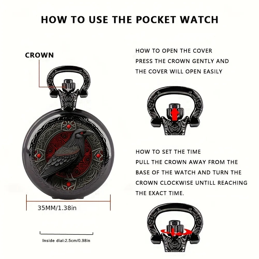 Black Raven Pocket Watch