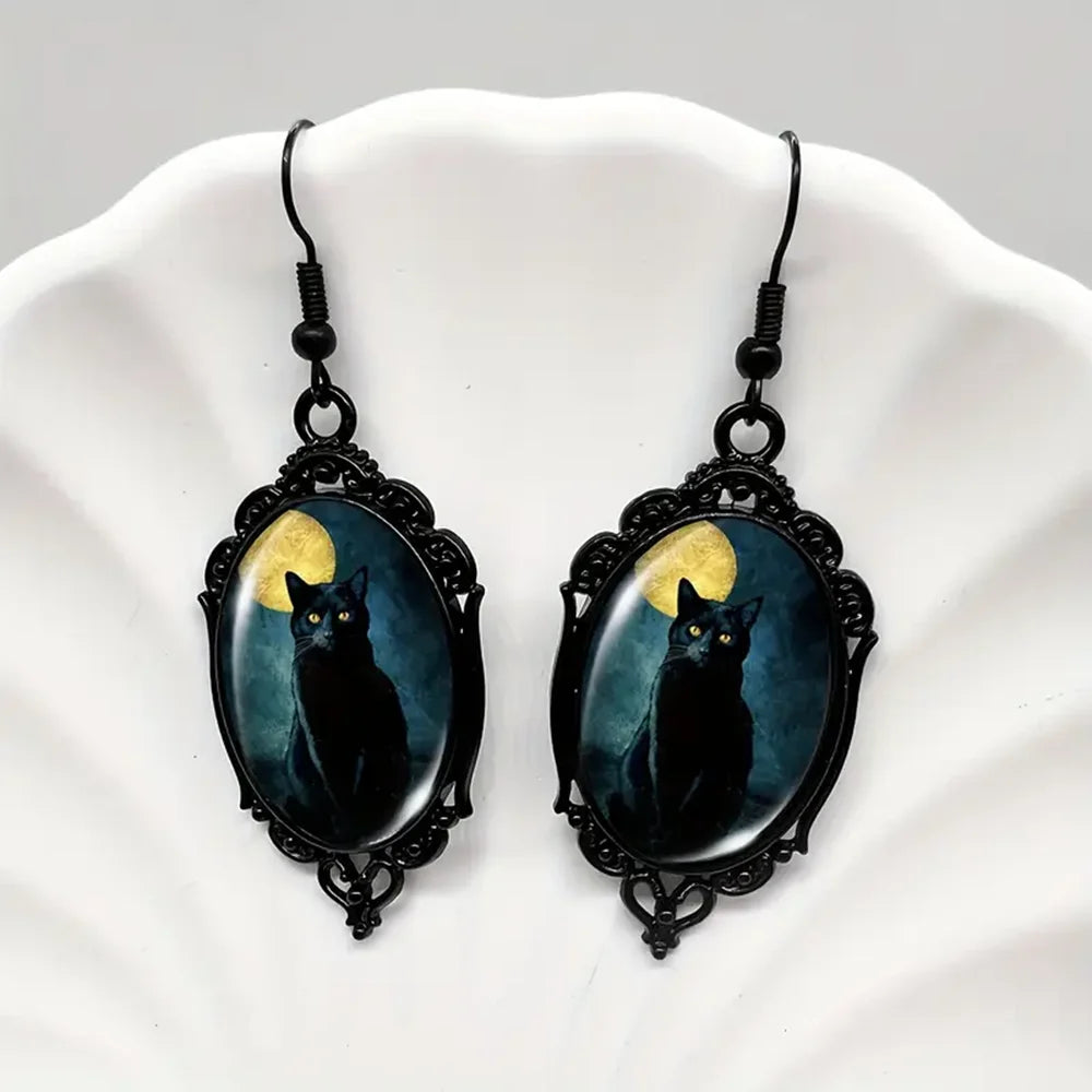Black Cat Gothic Earrings