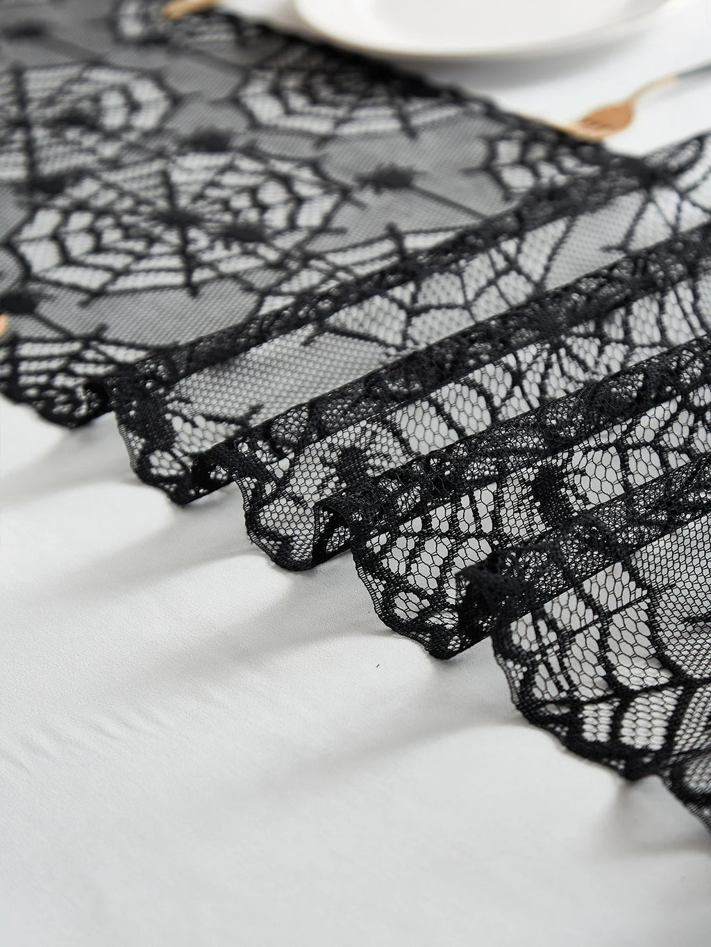Black Lace Spider Web Table Runner