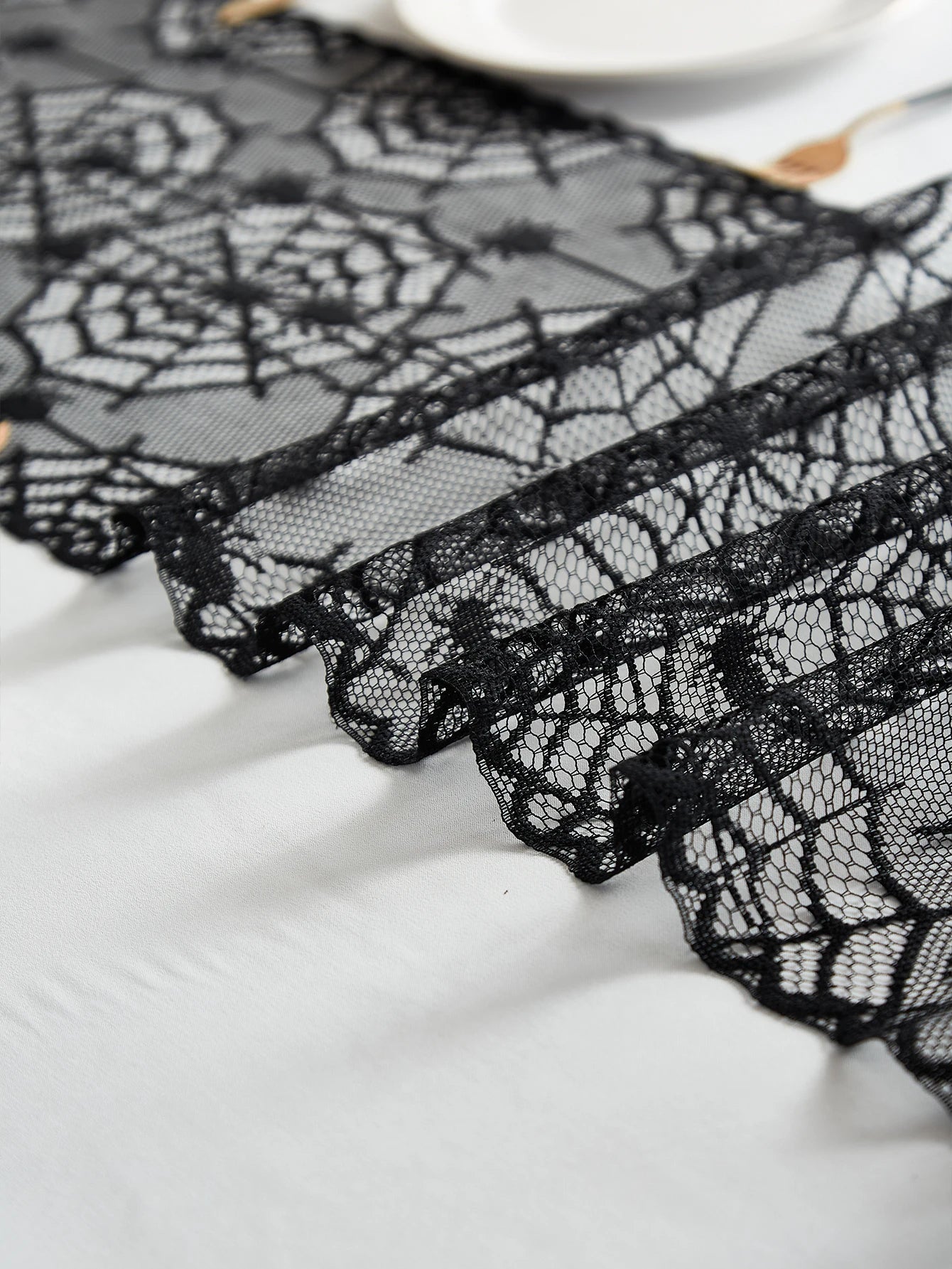 Black Lace Spider Web Table Runner