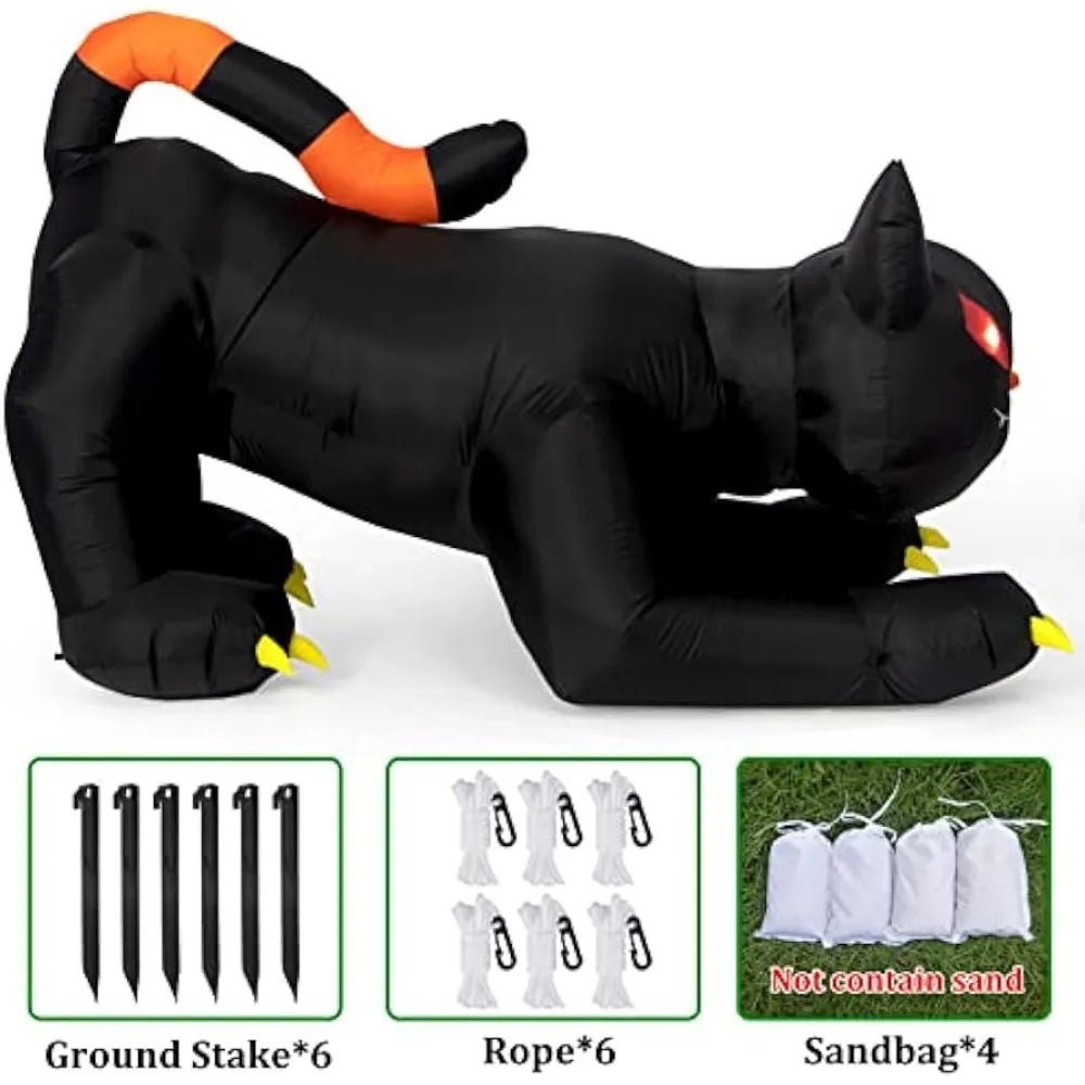 1.8m Inflatable Black Cat with LED Eyes