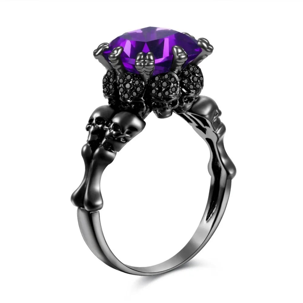 Red Crystal Skull Ring