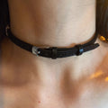 Black Leather Buckle Choker